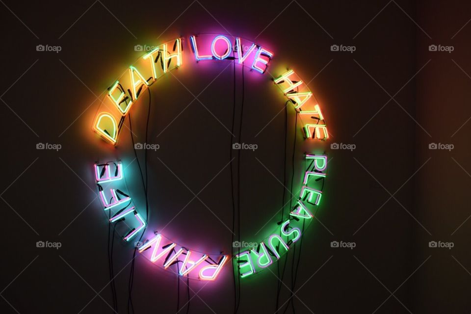 A neon lights exhibit from the Chicago MCA. 