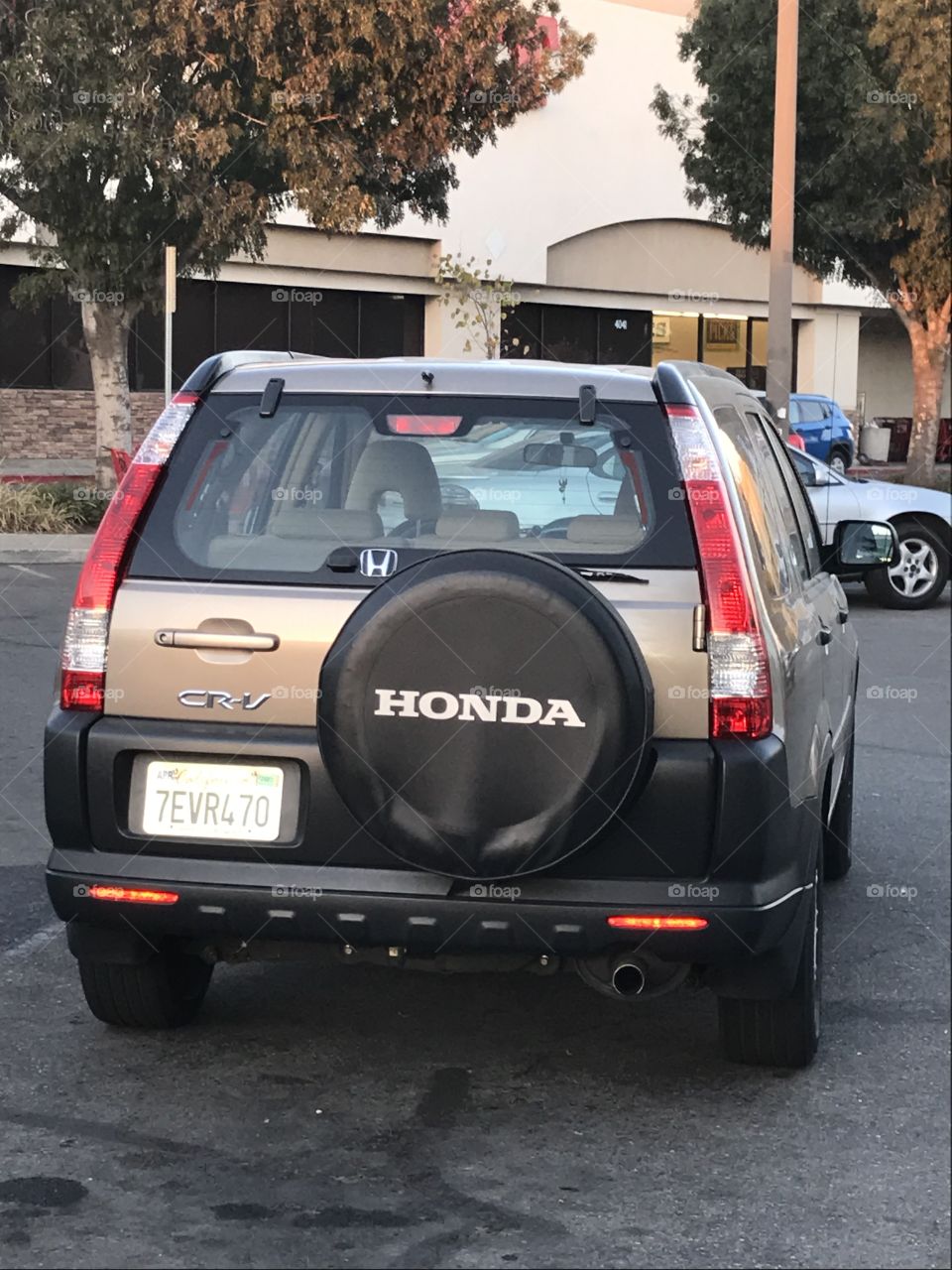 A Honda SUV parked in the parking lot of a supermarket.