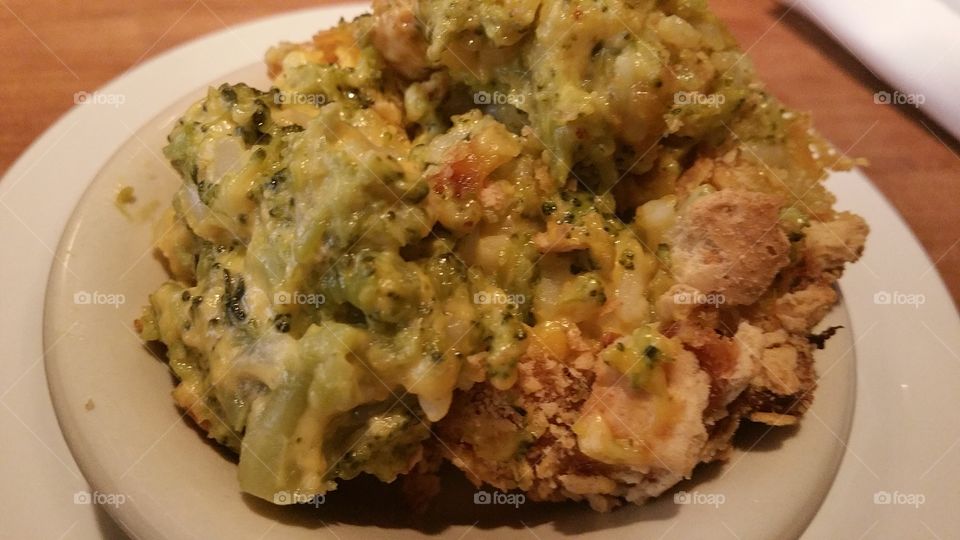 Broccoli and cheese casserole. Lunch appetizer