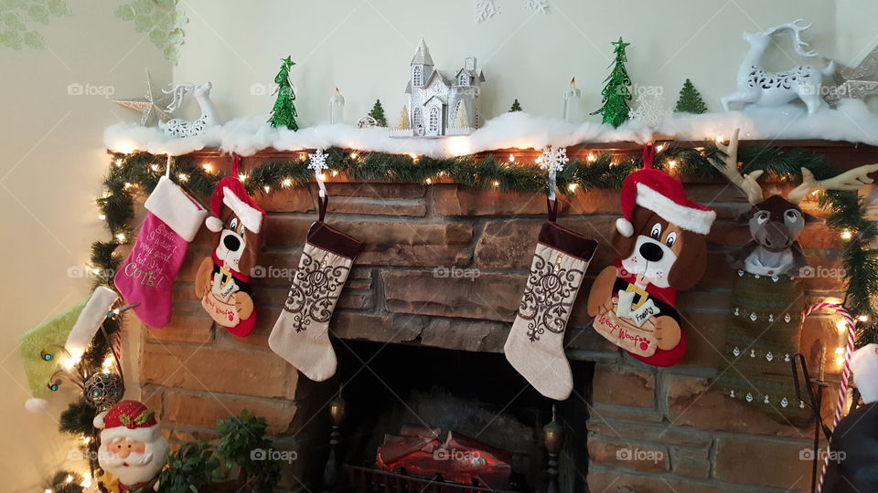 Christmas stockings hung on chimmney