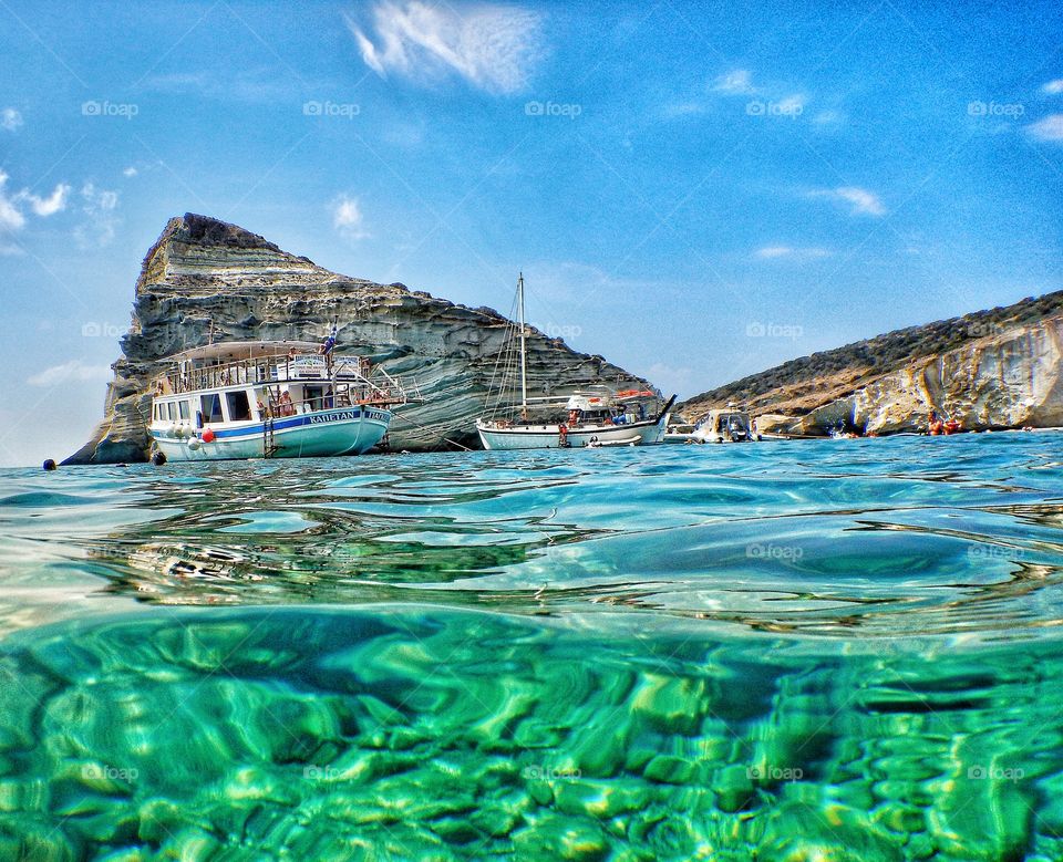 Swimming in Milos Greece