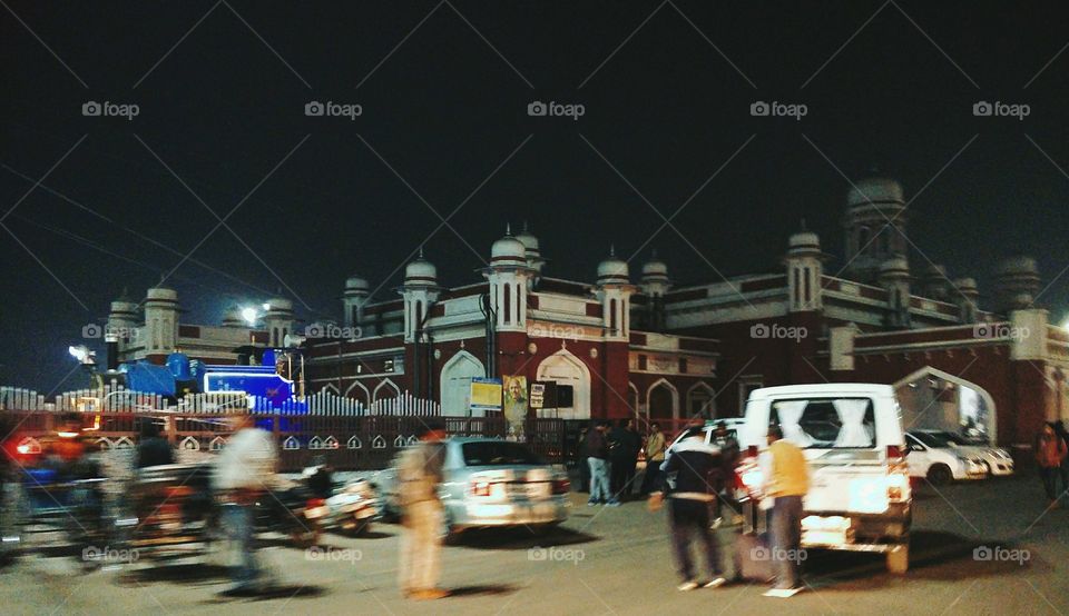 Charbagh Railway Station at night