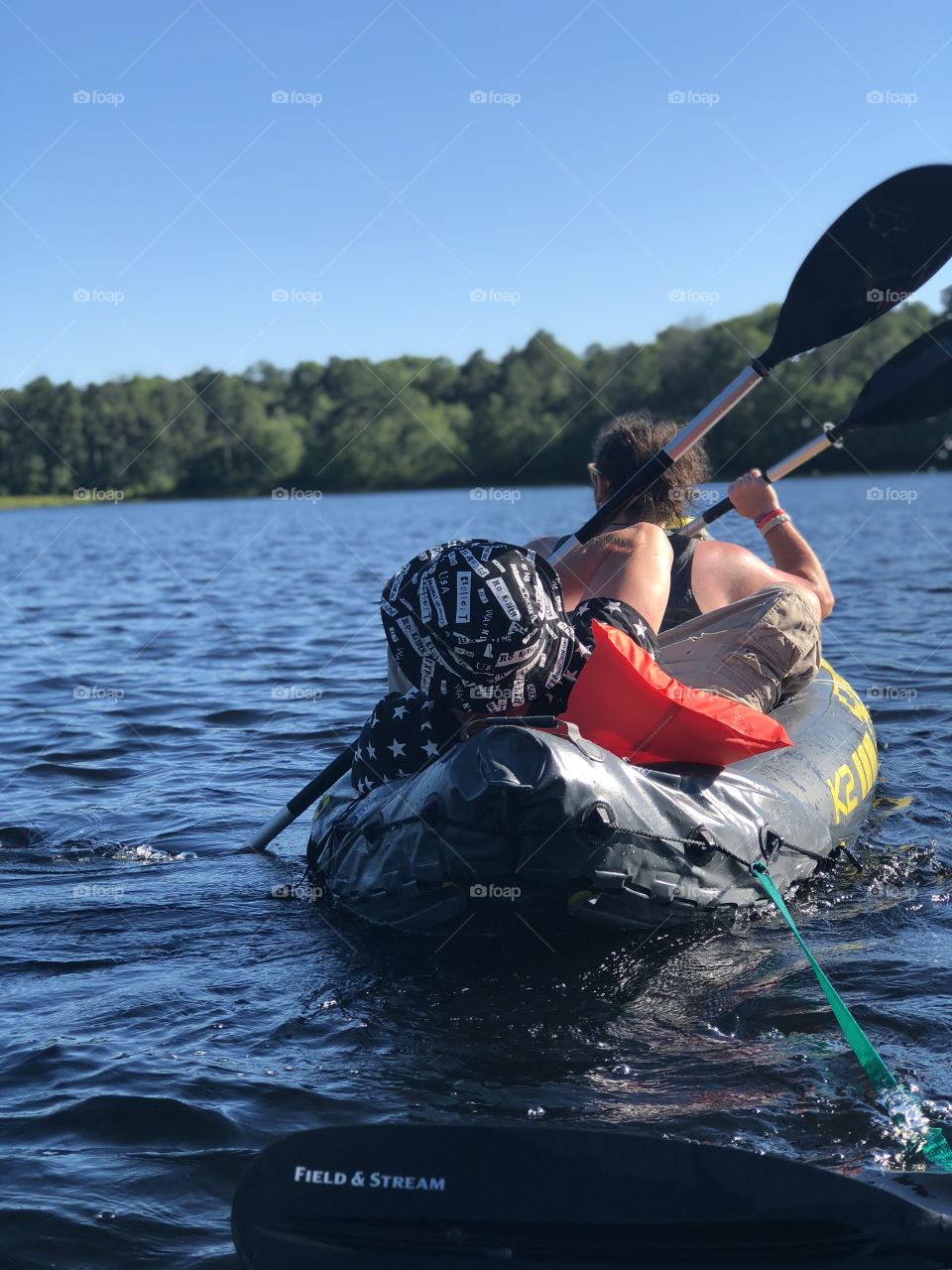 Beautiful fresh water lake kayaking on a warm summer day