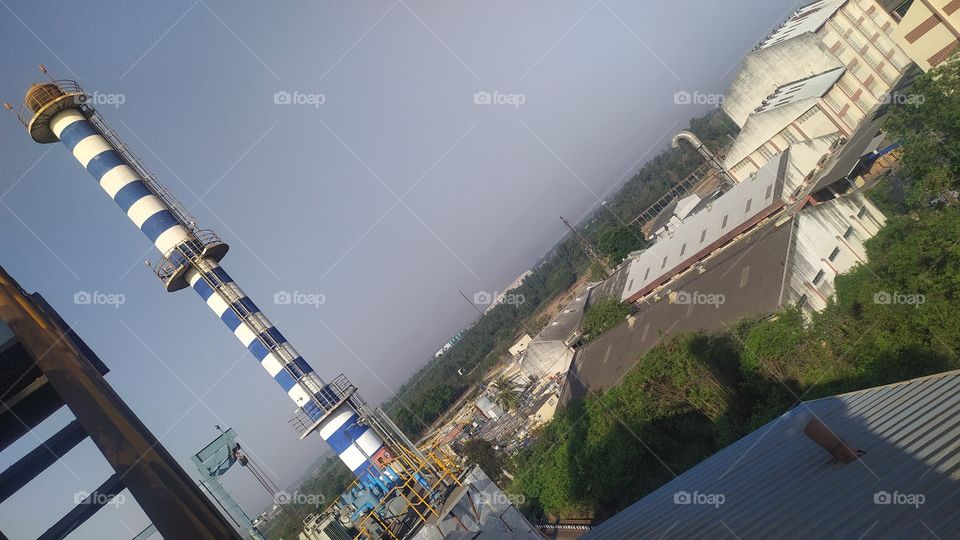 chimney view in power plant nature view