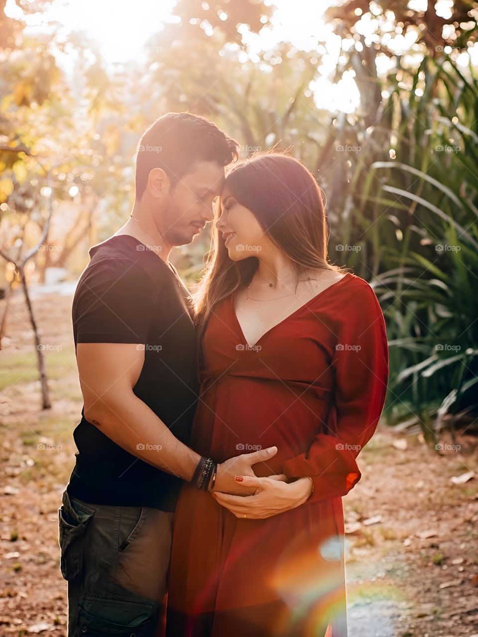 Couple enjoying the baby waiting