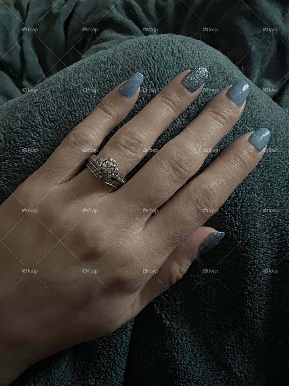 Pretty soft blue gel manicure