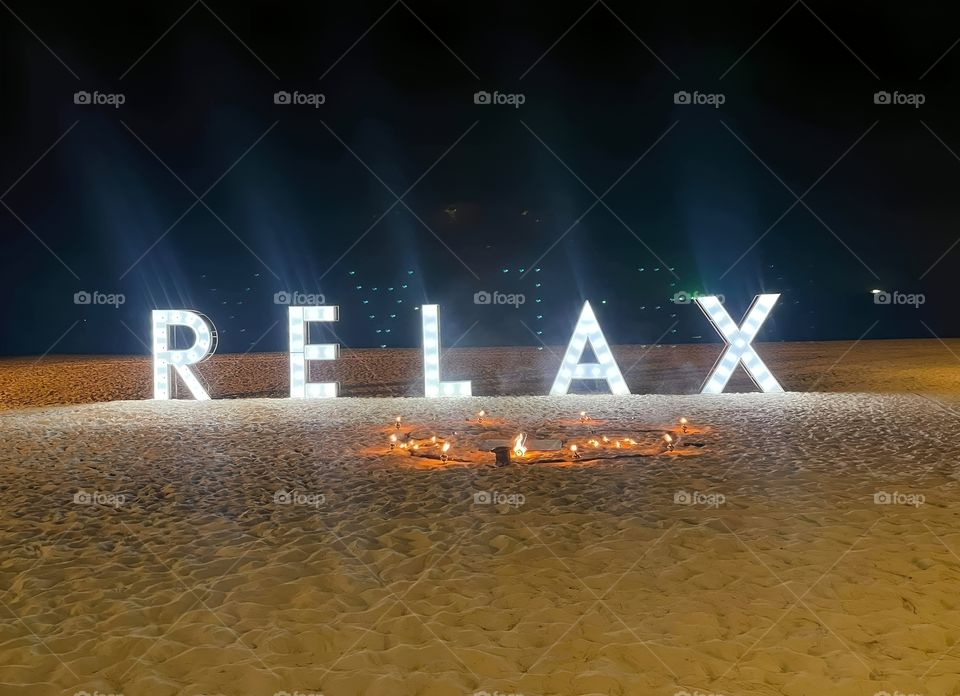 relax light on the beach night time