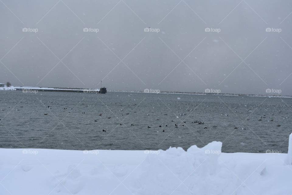 Landscape, Winter, Snow, Beach, Sea