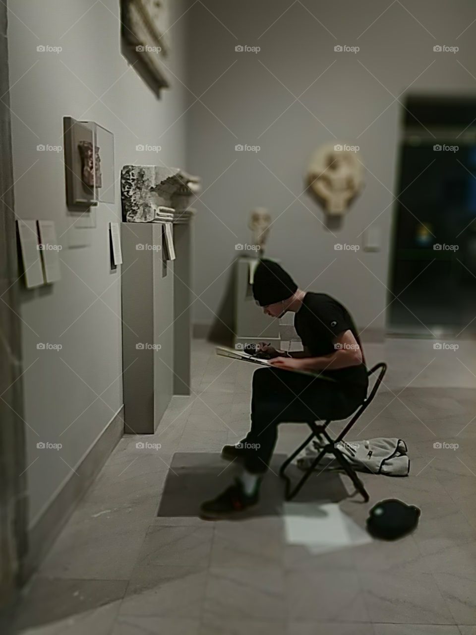 Artist working at the MFA
