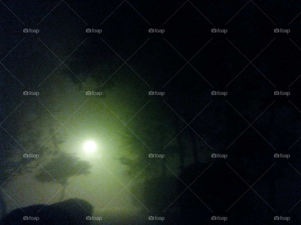 foggy night moon