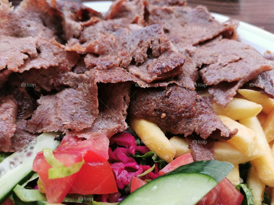 Lamb doner kebab. Turkish doner kebab.