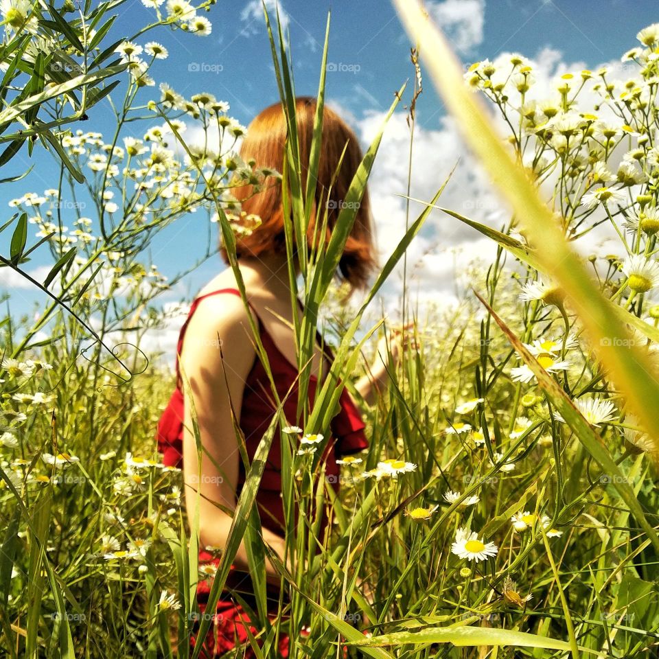 Redhead girl in the field