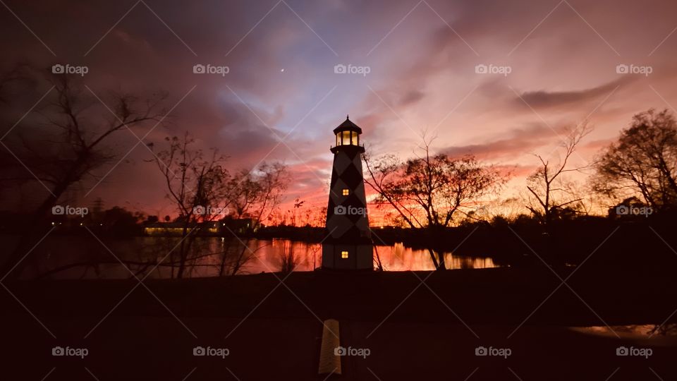 Early picture of Lighthouse to showcase the extreme colors of the Twilight Sunset. 