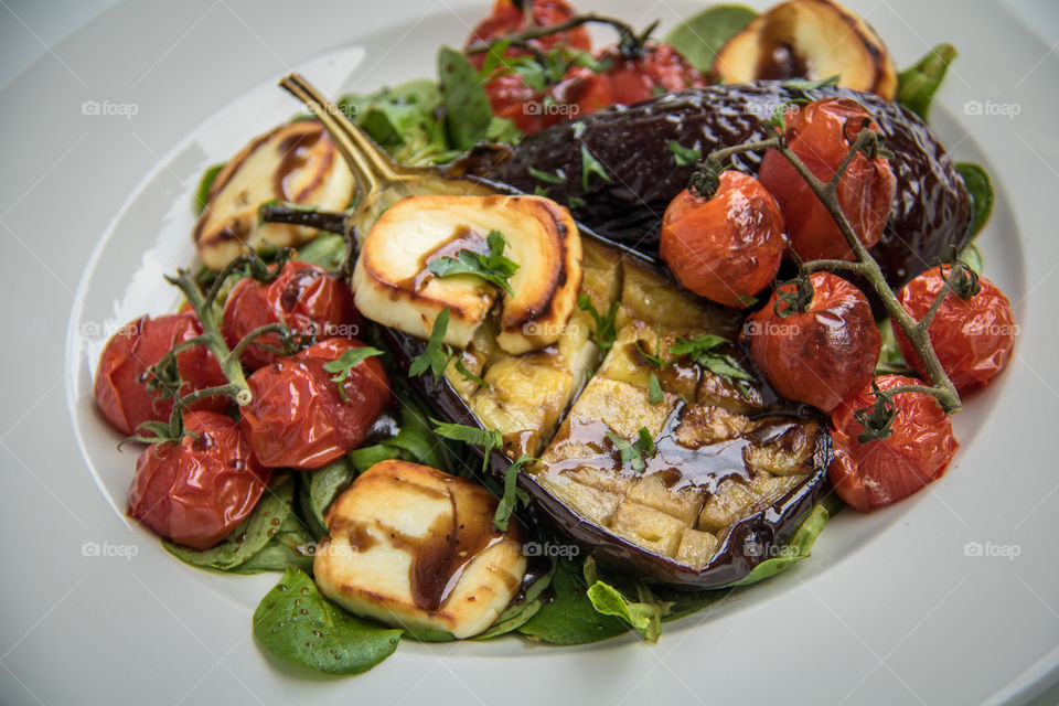 Roasted veggies and goat cheese 