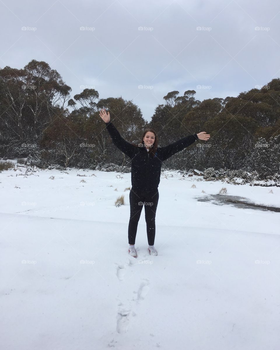 The Great Lakes, Tasmania, Australia. 
Snowing during wintertime 