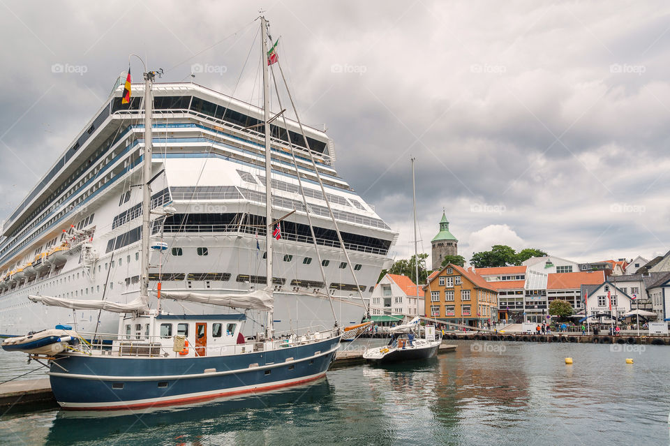 Ferry in Stavanger port. Norway.