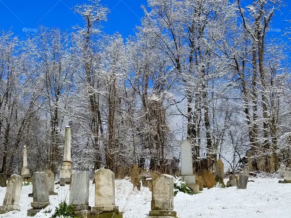 frosty cemetery