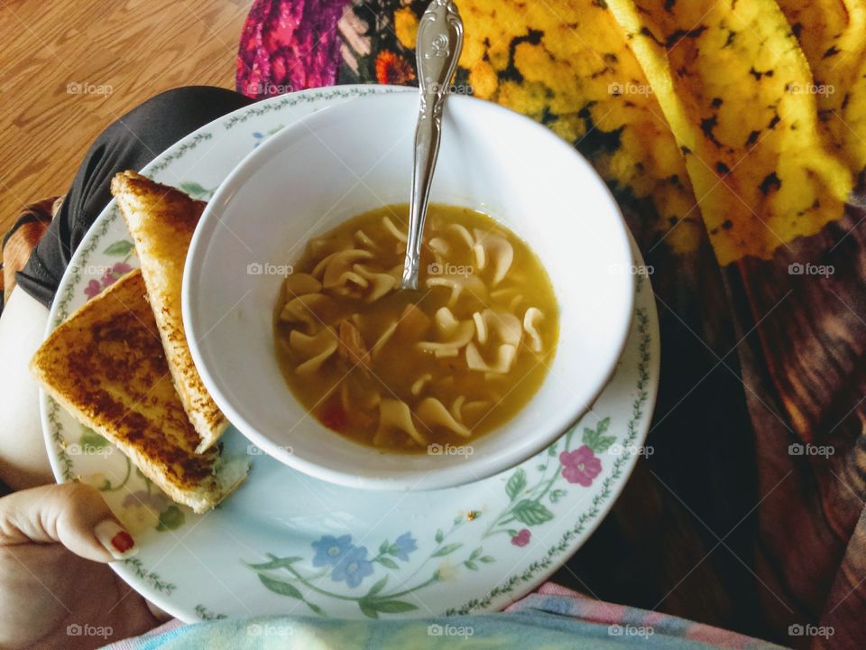 Grilled Cheese and Chicken Noodle Soup