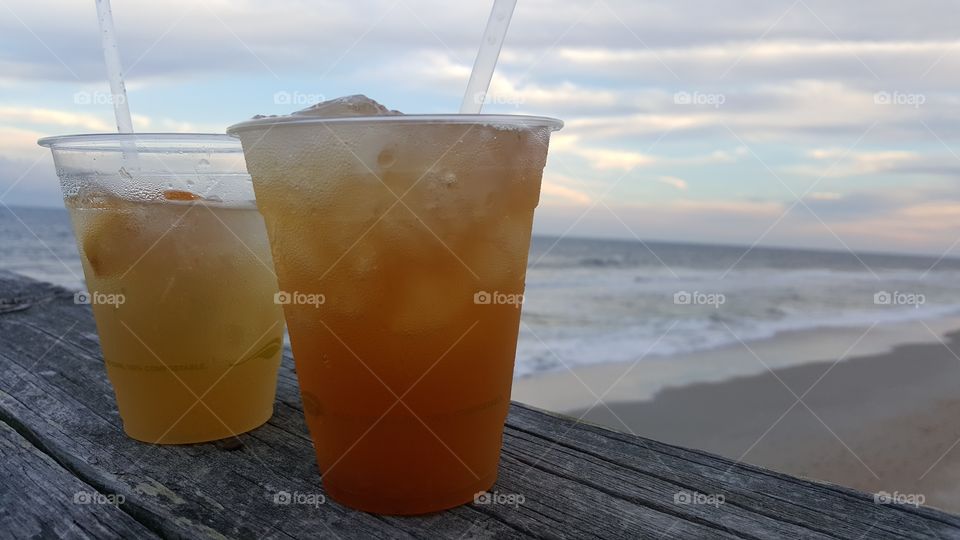 Drinks at the beach. Having drinks on the Pier in Carolina Beach.