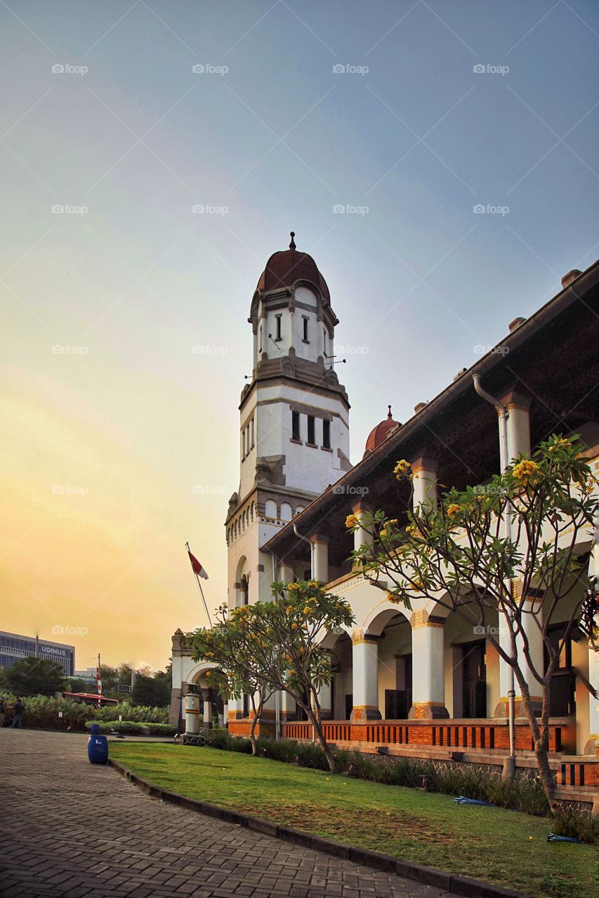 corner of lawang sewu, iconic building in semarang, heritage of colonial era in Indonesia