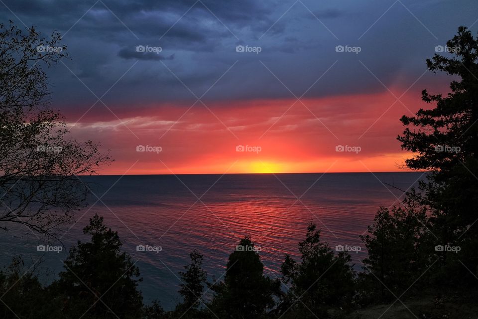 Sunset over the lake