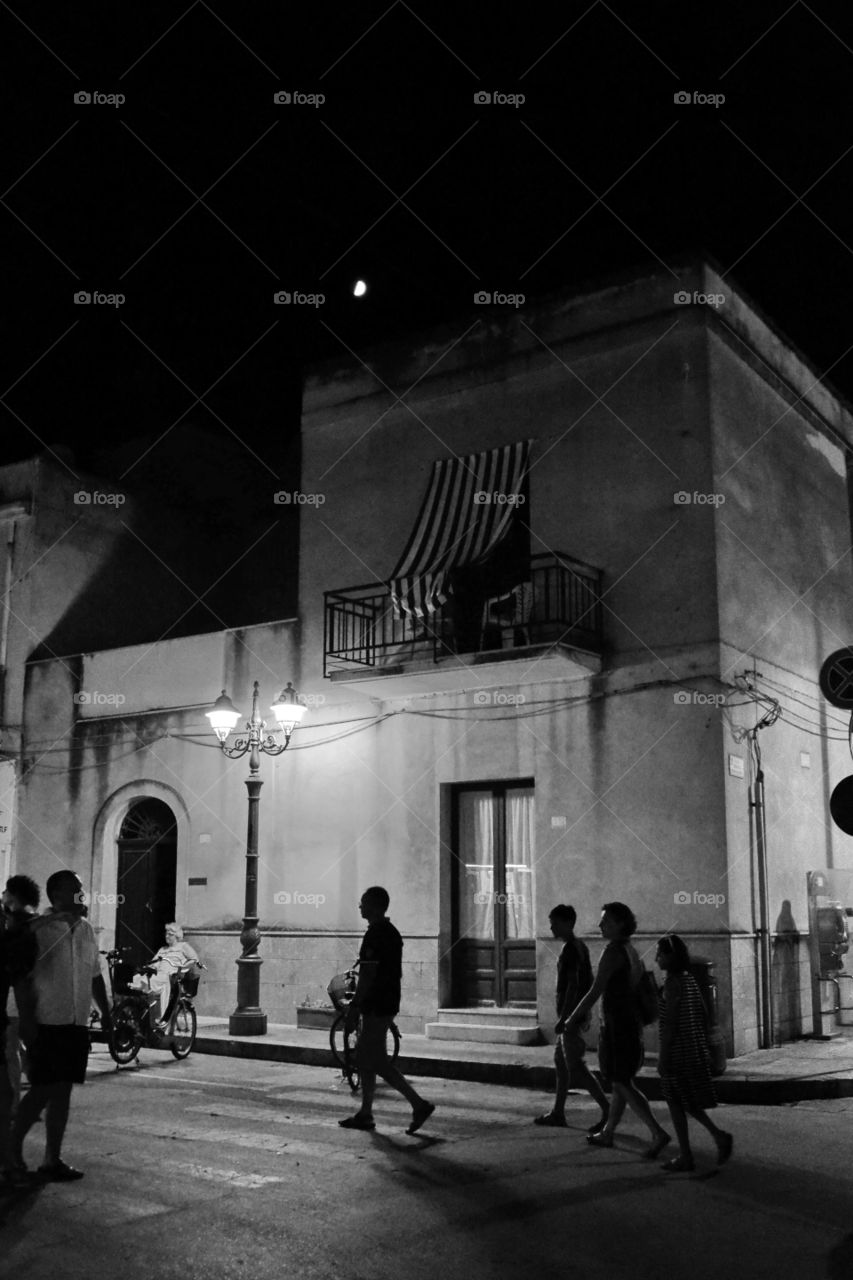 Sicilia. night landscape. Black and white