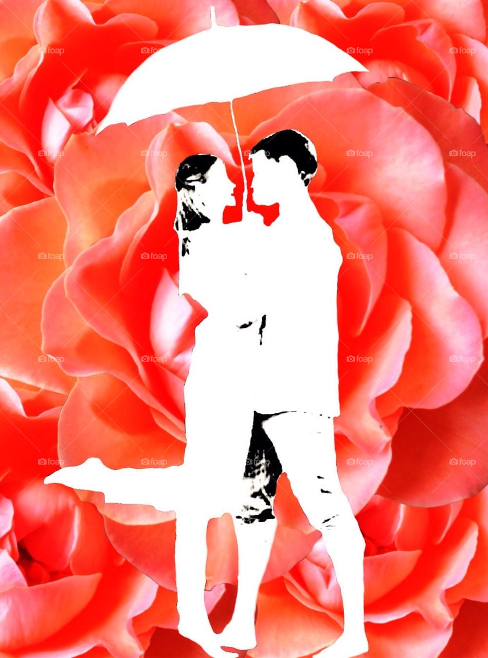 Couple on a bed of roses