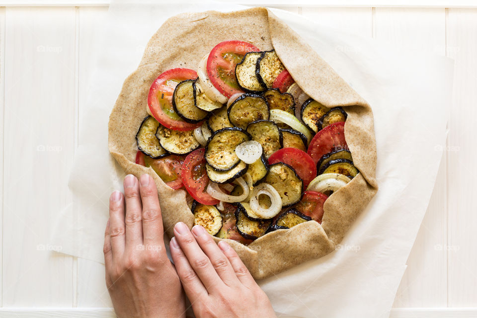 Preparing vegan galette