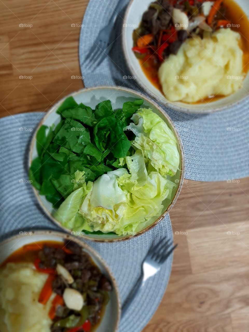 plate with salad on the table