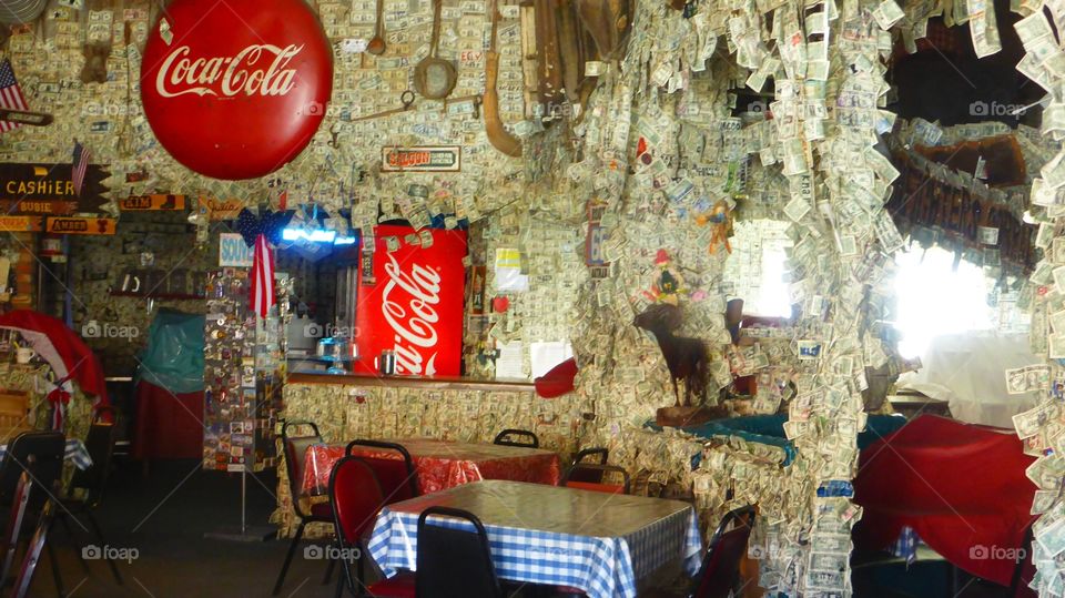 Bar full of money. Bar full of money at Oatman,Arizona