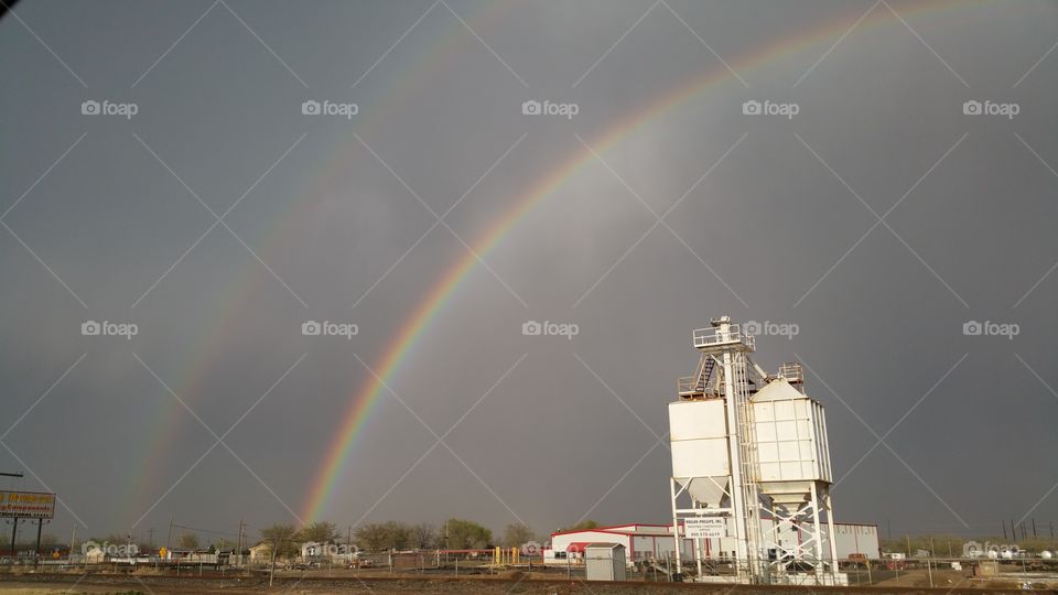 Double Rainbow with Refinery in New Mexico