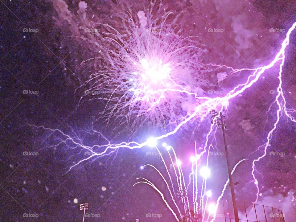 Lightning and fireworks 