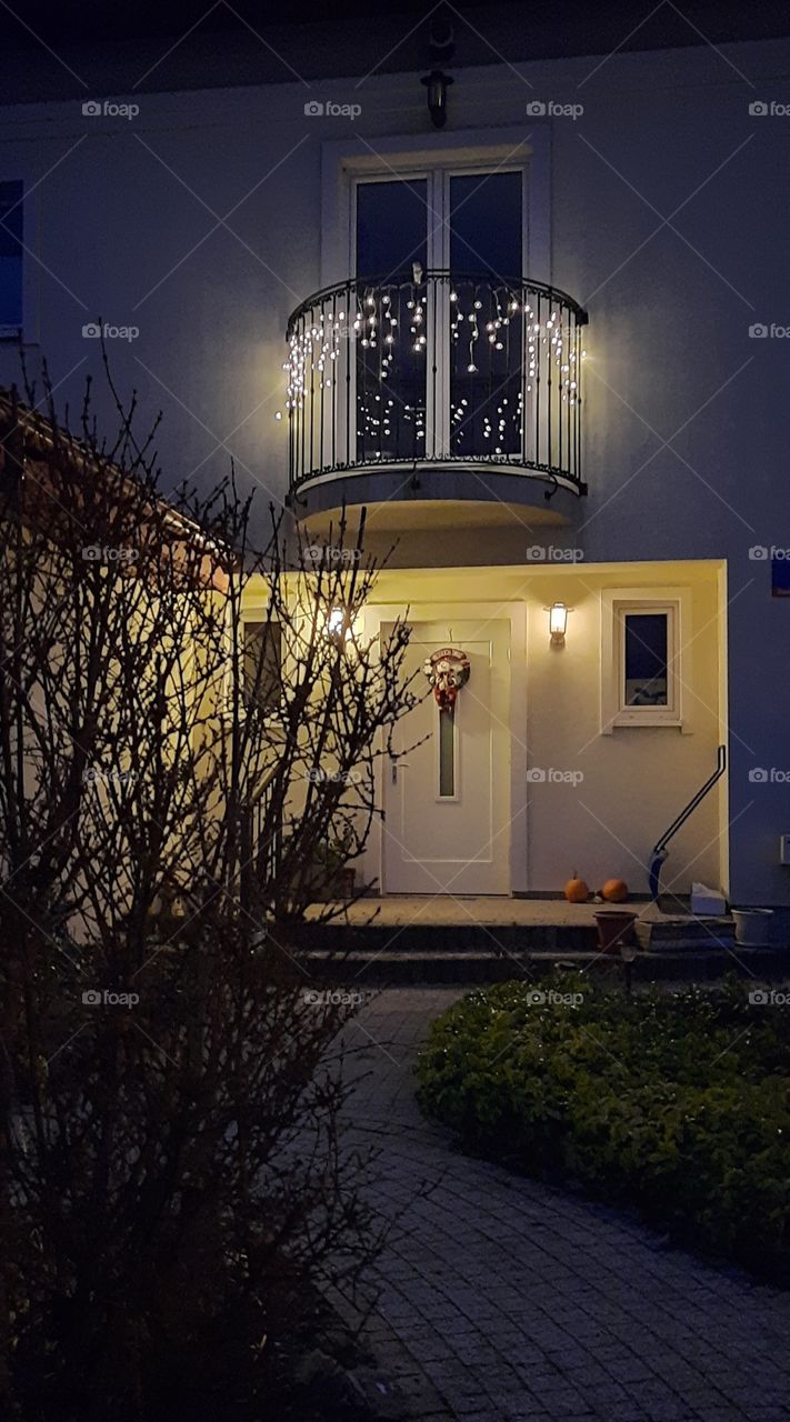 entrance to a house with Christmas  decoration