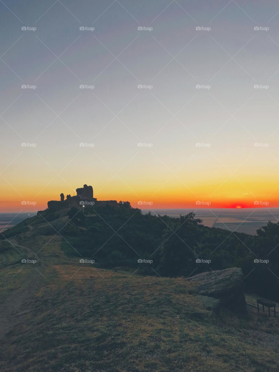 sunset at Șiria fortress