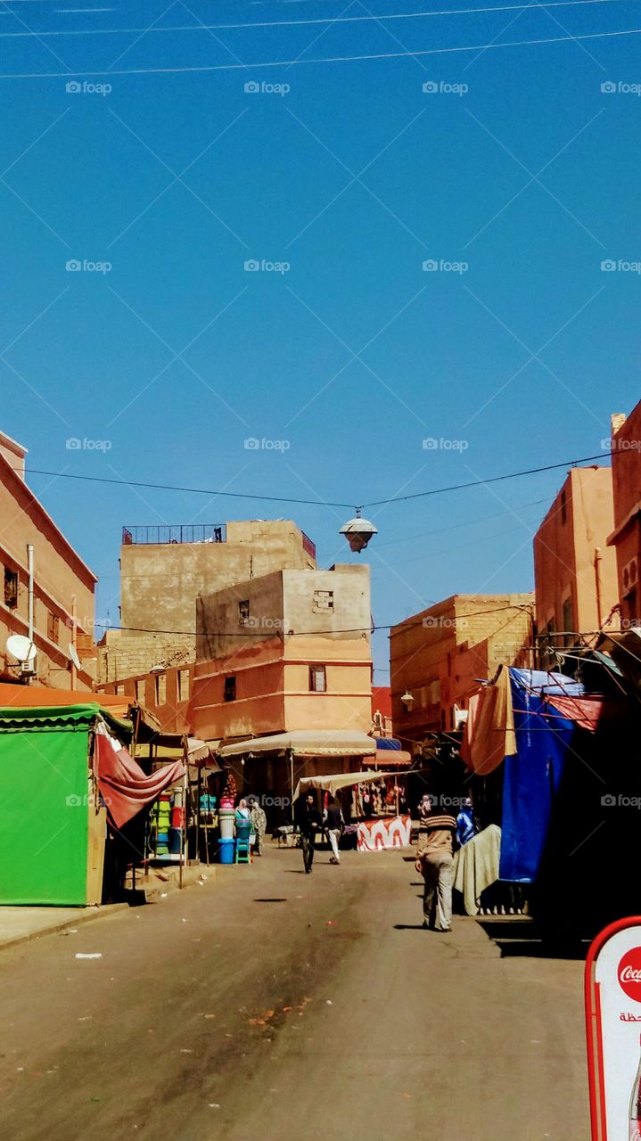A street called Oued street where people go shopping in Goulimine ,