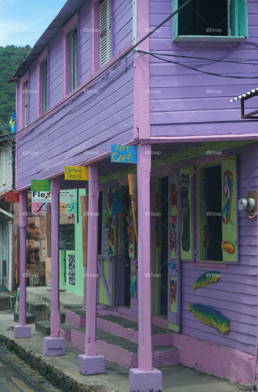 Colorful window shutters. Photo taken in St Lucia