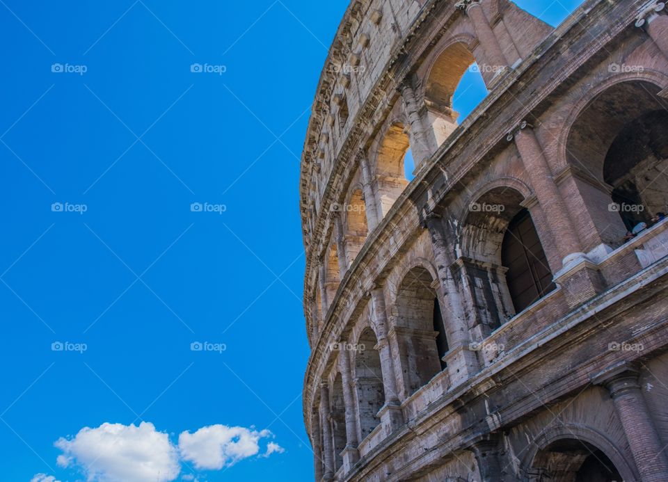 Unusual view of the colosseum in Rome