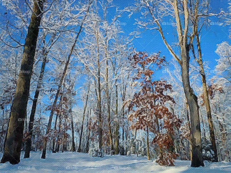 Painted snowy landscape 