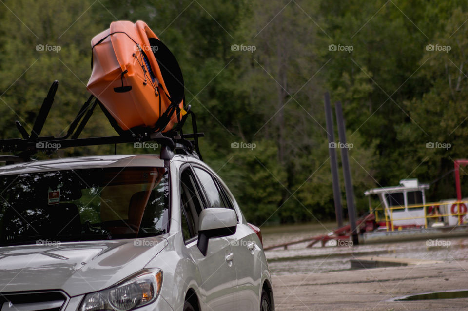 Kayak on a hire car