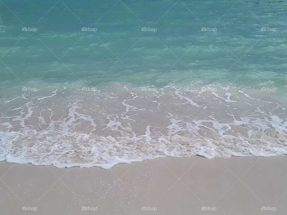 azure ocean corral sand