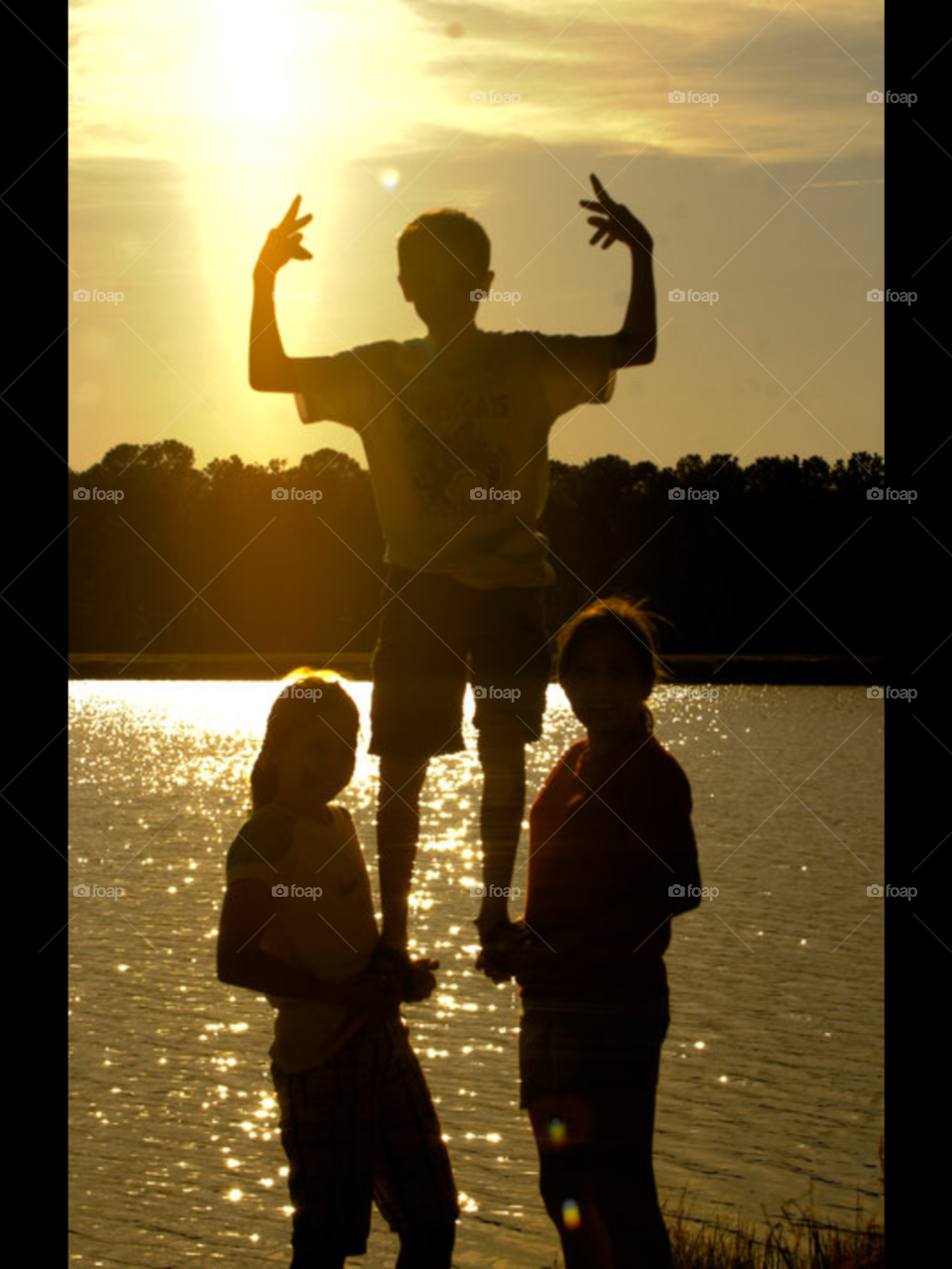 sunset lake family love by lightanddrawing