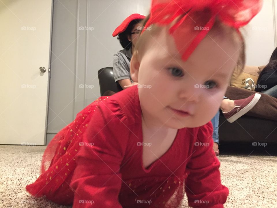 Baby in red