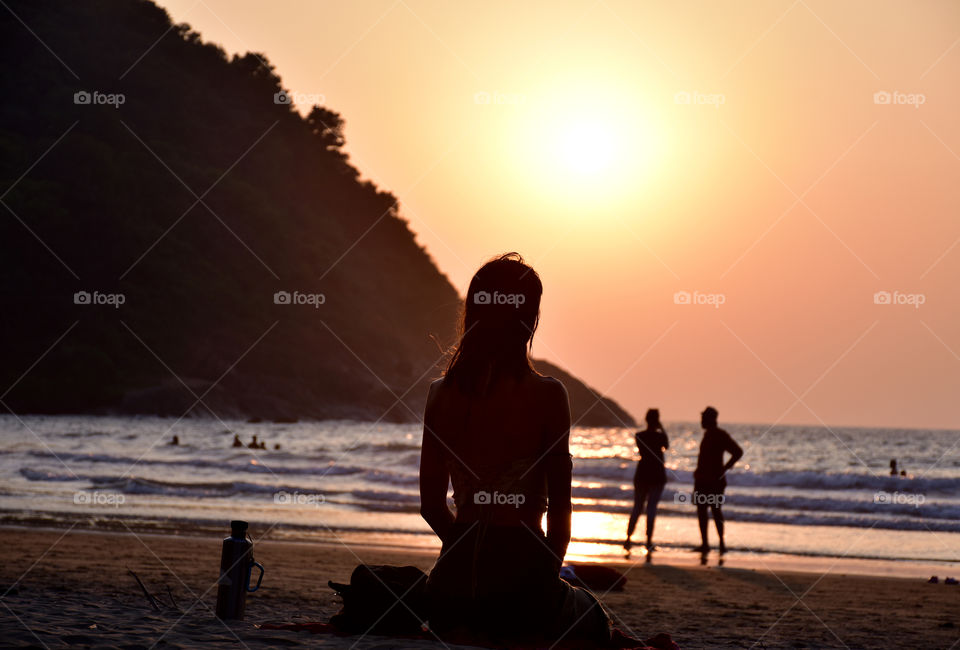 yoga during sunset golden hour