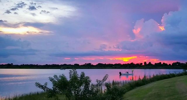 fishing at incredible sunset