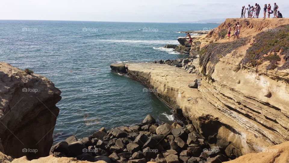 Scenic view off a rocky cliff in San Diego