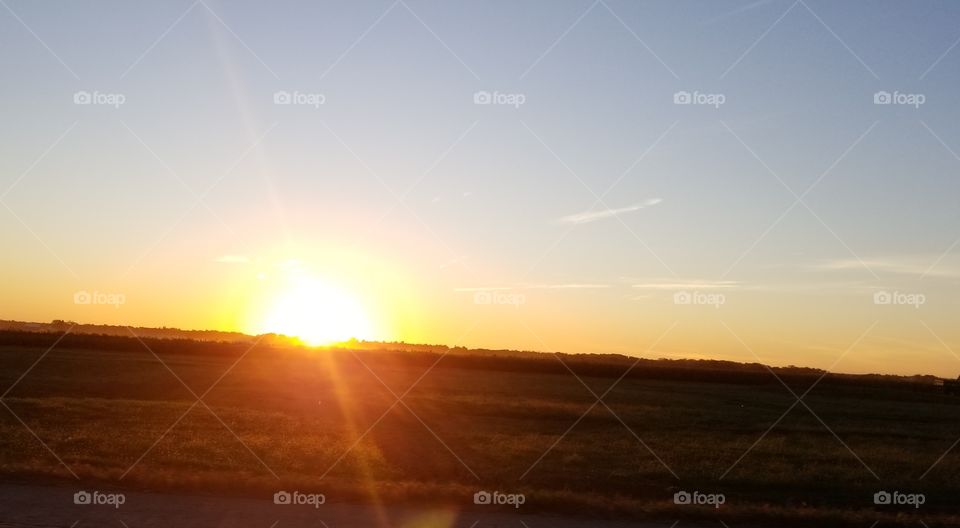 Sunset over fields