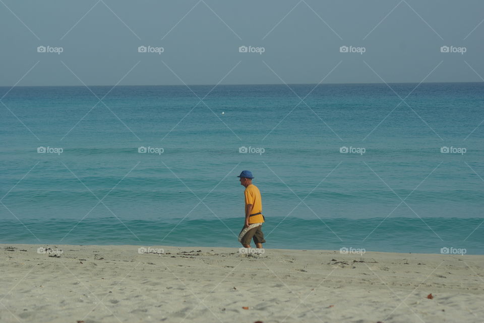 Old man on the beach of Varadero, Cuba