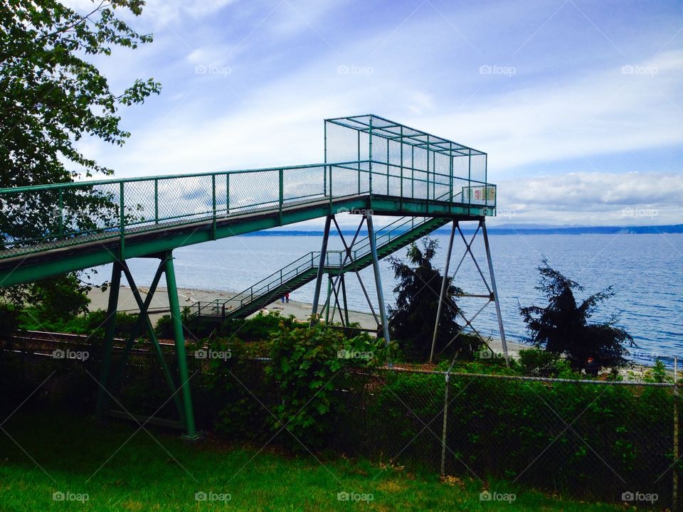 Tressel bridge. Bridge over railroad tracks