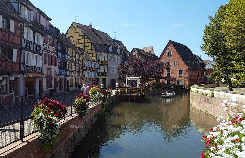 River and timbered house in Colmar in France