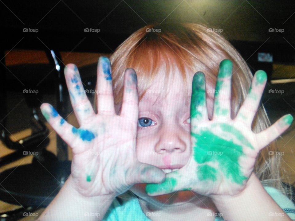 Finger painting was fun.
